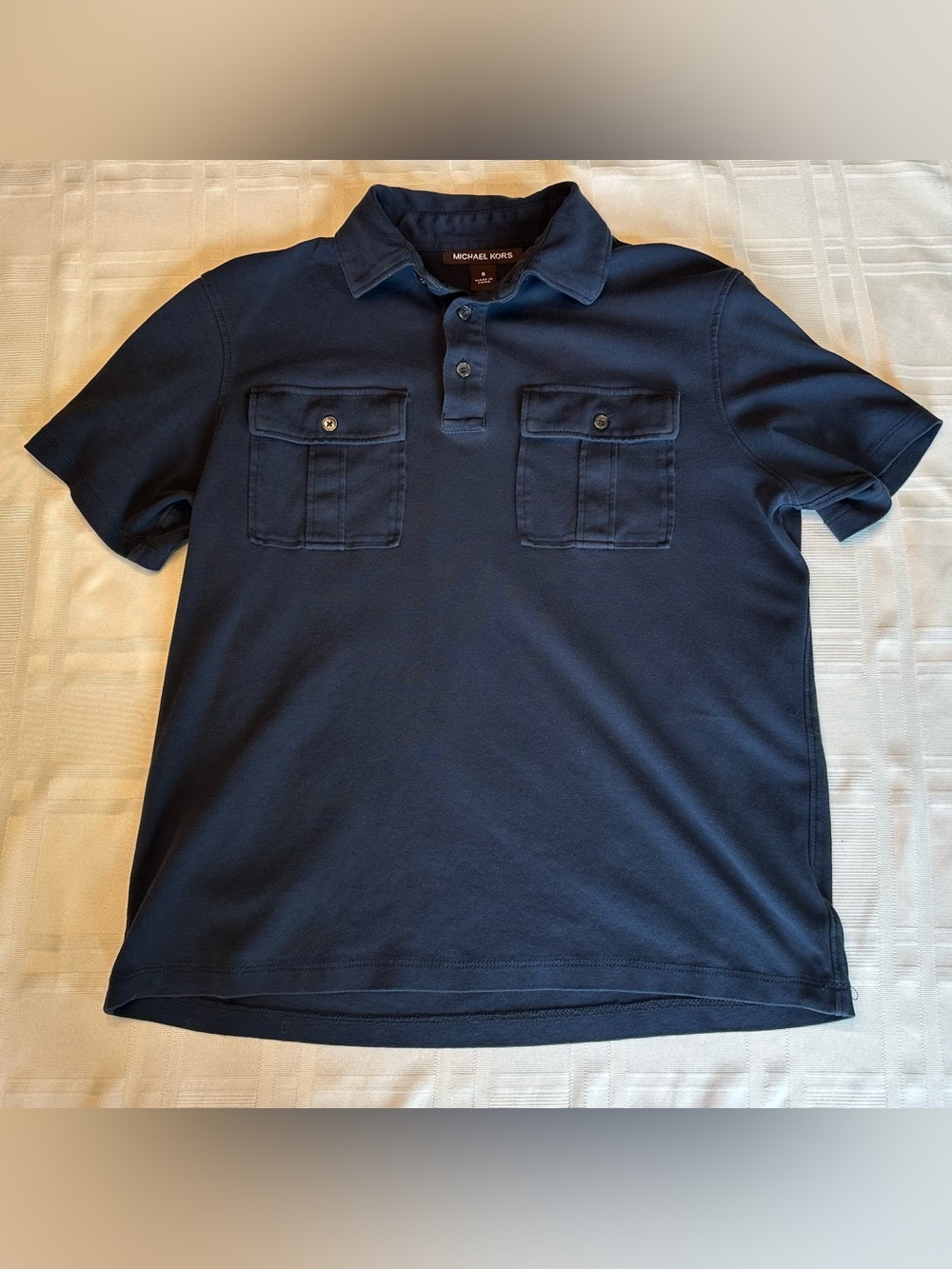 Michael Kors Womens Navy Blue Short Sleeve Polo Shirt Size Small S